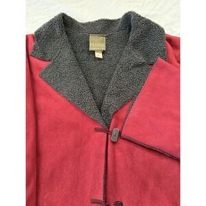Maralyce Ferree Cottagecore Jacket Red Faux Suede Sherpa Lined Pockets Size S